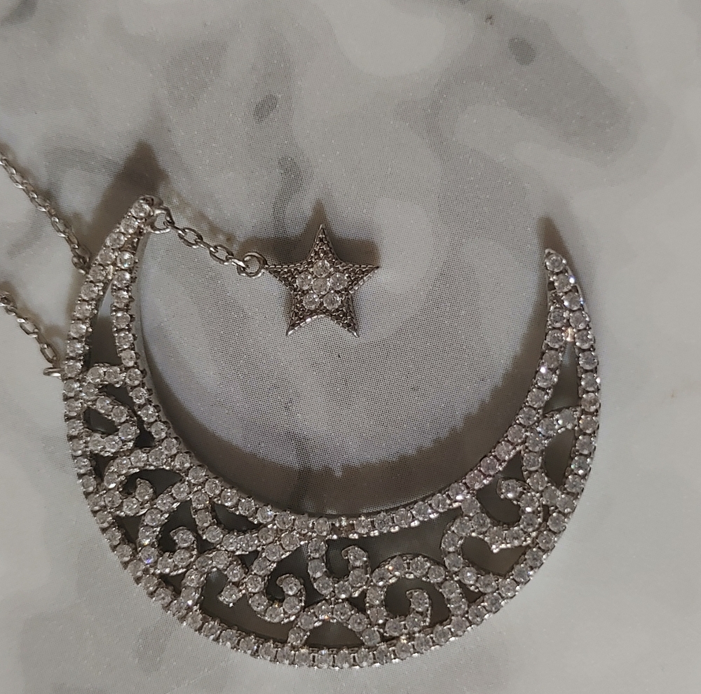 Sterling Moon Star Necklace - Picture 3 of 5
